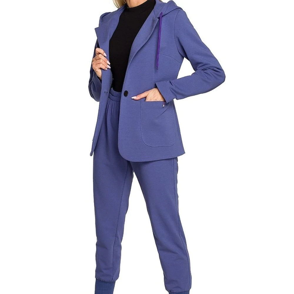 Knitted Jacket with Hood and Pockets