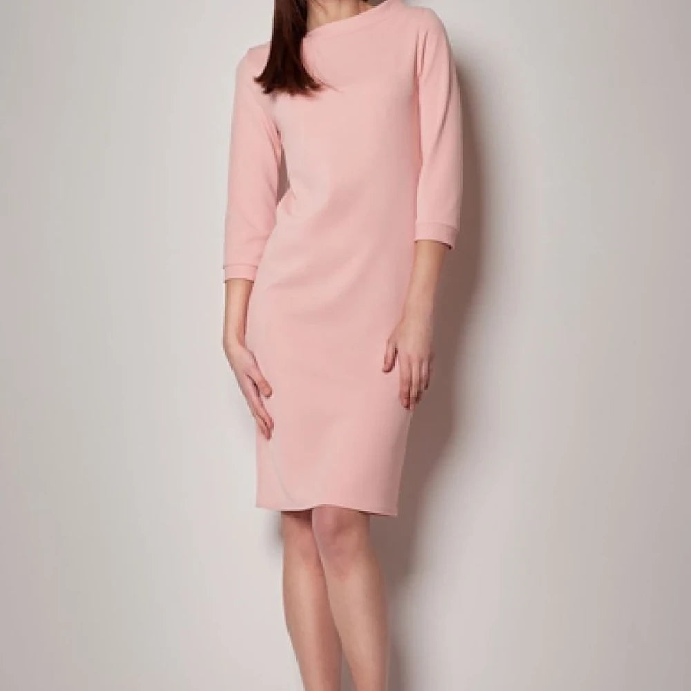Boat Neck Stand Collar Day Dress