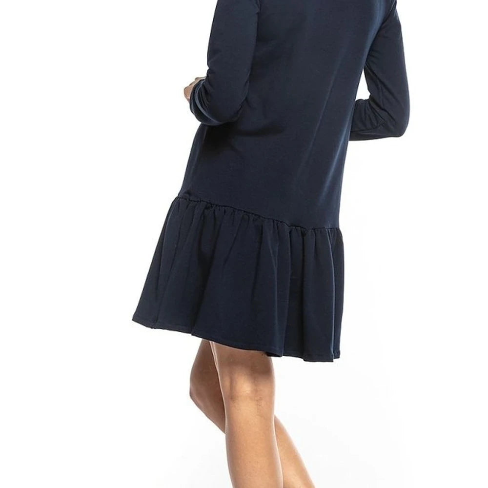 Sporty Midi Sweatshirt Dress with Frill
