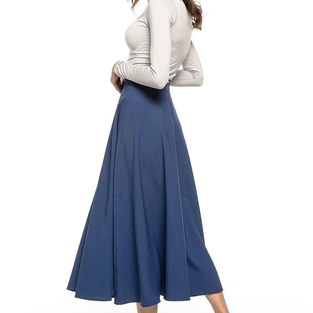 Midi Skirt with Belt and Zipper Detail