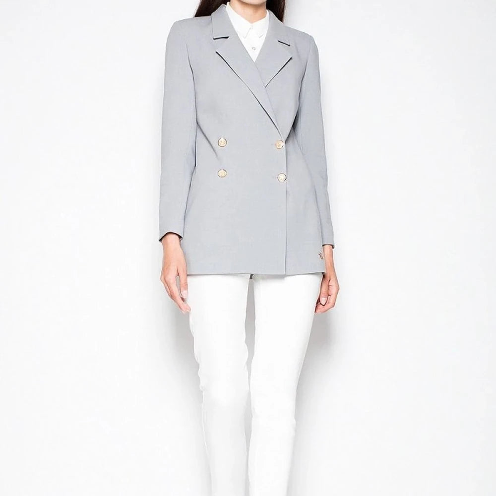 Elegant Double-Breasted Long Sleeve Jacket