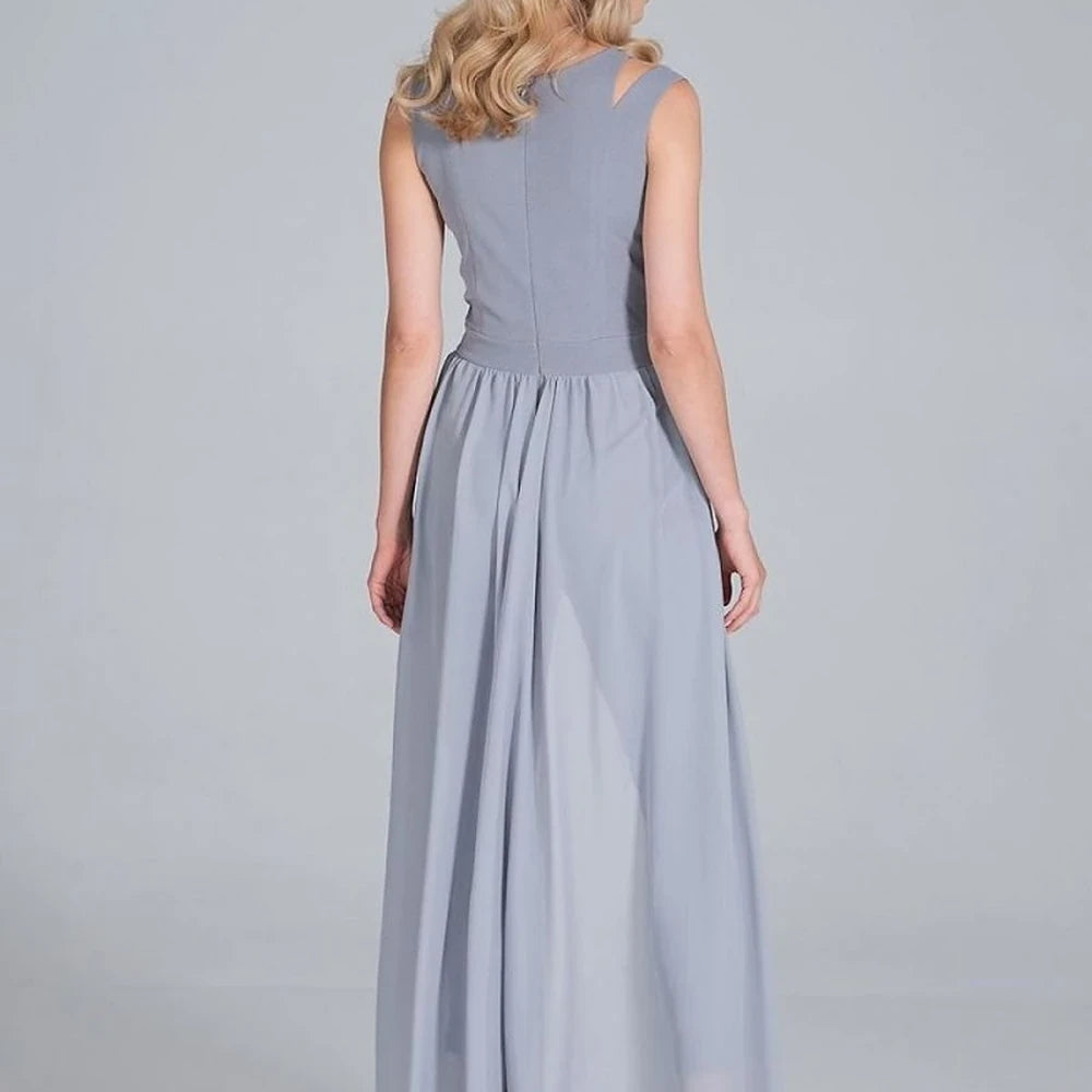 Sleeveless Chiffon Jumpsuit with Slit Skirt