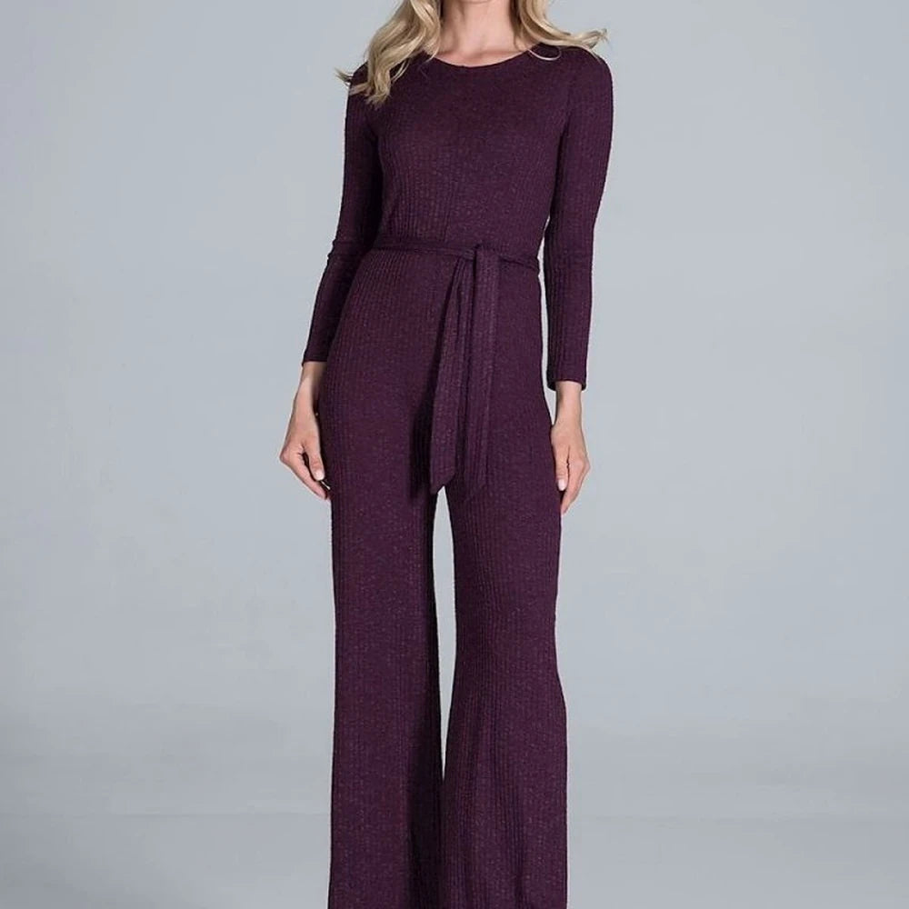 Women's Ribbed Knit Wide-Leg Jumpsuit