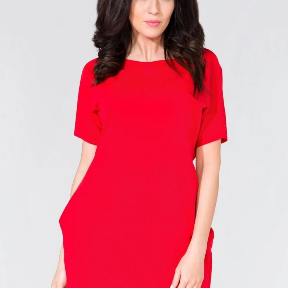 Cotton Blend Wide Cut Dress with Pockets