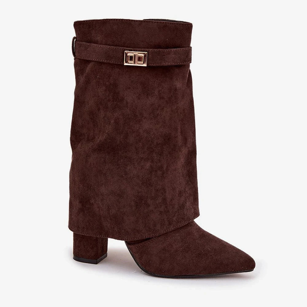 Brown Suede Pointed Toe Ankle Boots