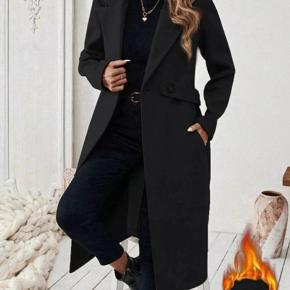 One Button Wool Blend Overcoat