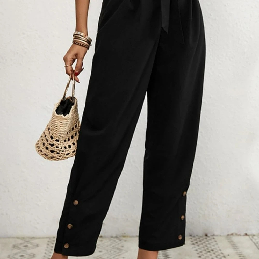 Women's Cropped Pants with Tie Waist