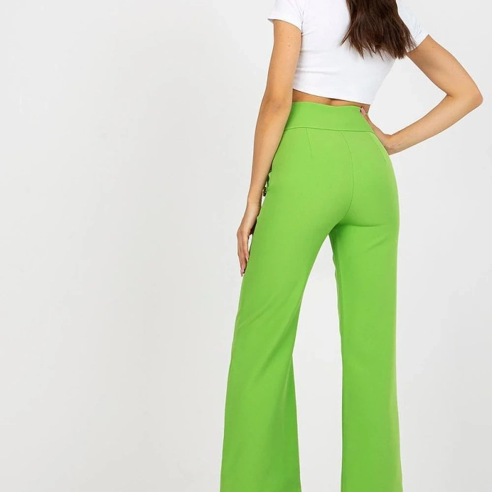 High-Waisted Trousers with Decorative Buttons