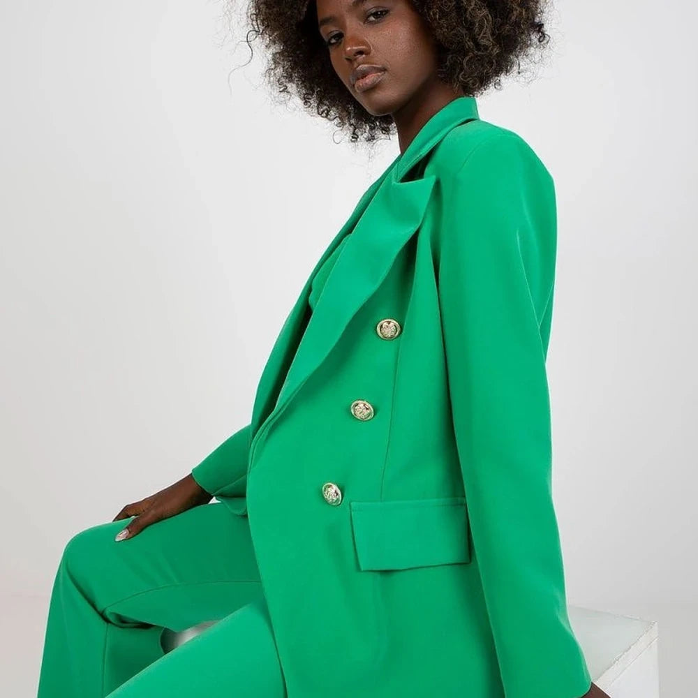 Lined Buttoned Blazer with Shoulder Pads