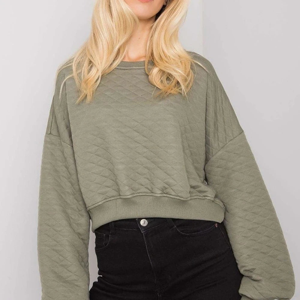 Quilted Sweatshirt with Ribbed Hem