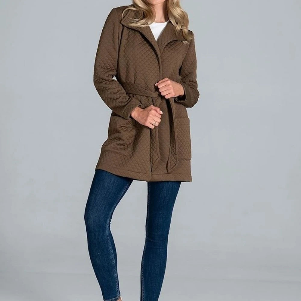 Quilted Belted Coat with Collar