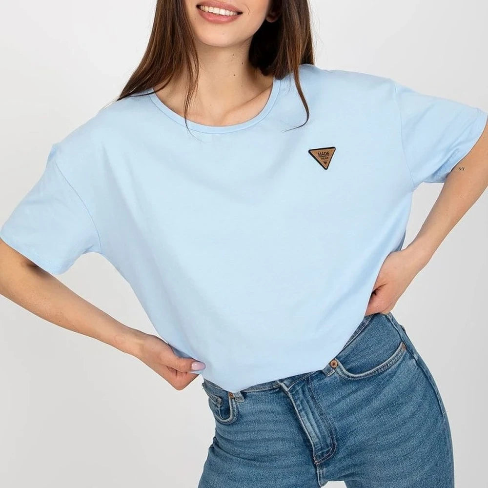 Cotton Blend Blouse with Round Neck