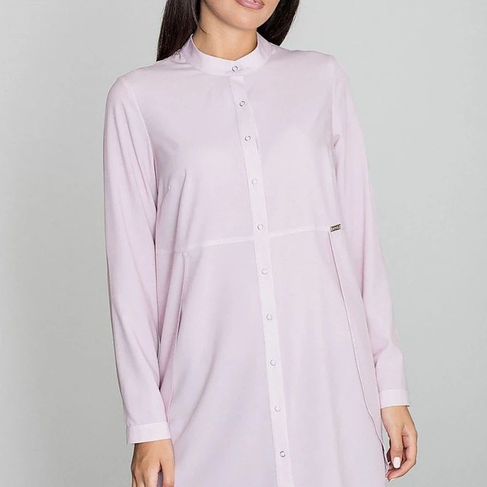 Tunic with Stand-Up Neckline and Long Sleeves