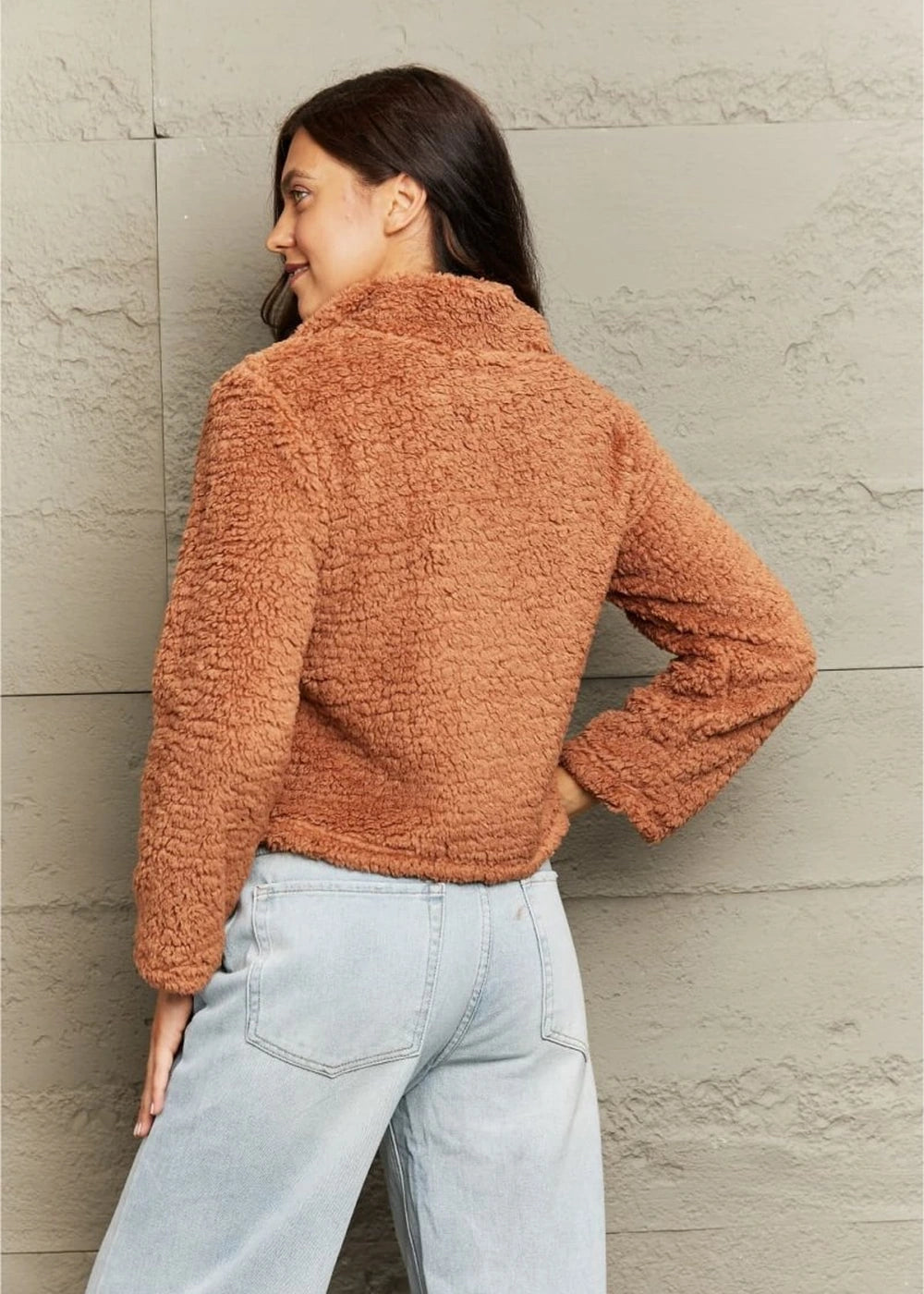 Polyester zip-up teddy jacket