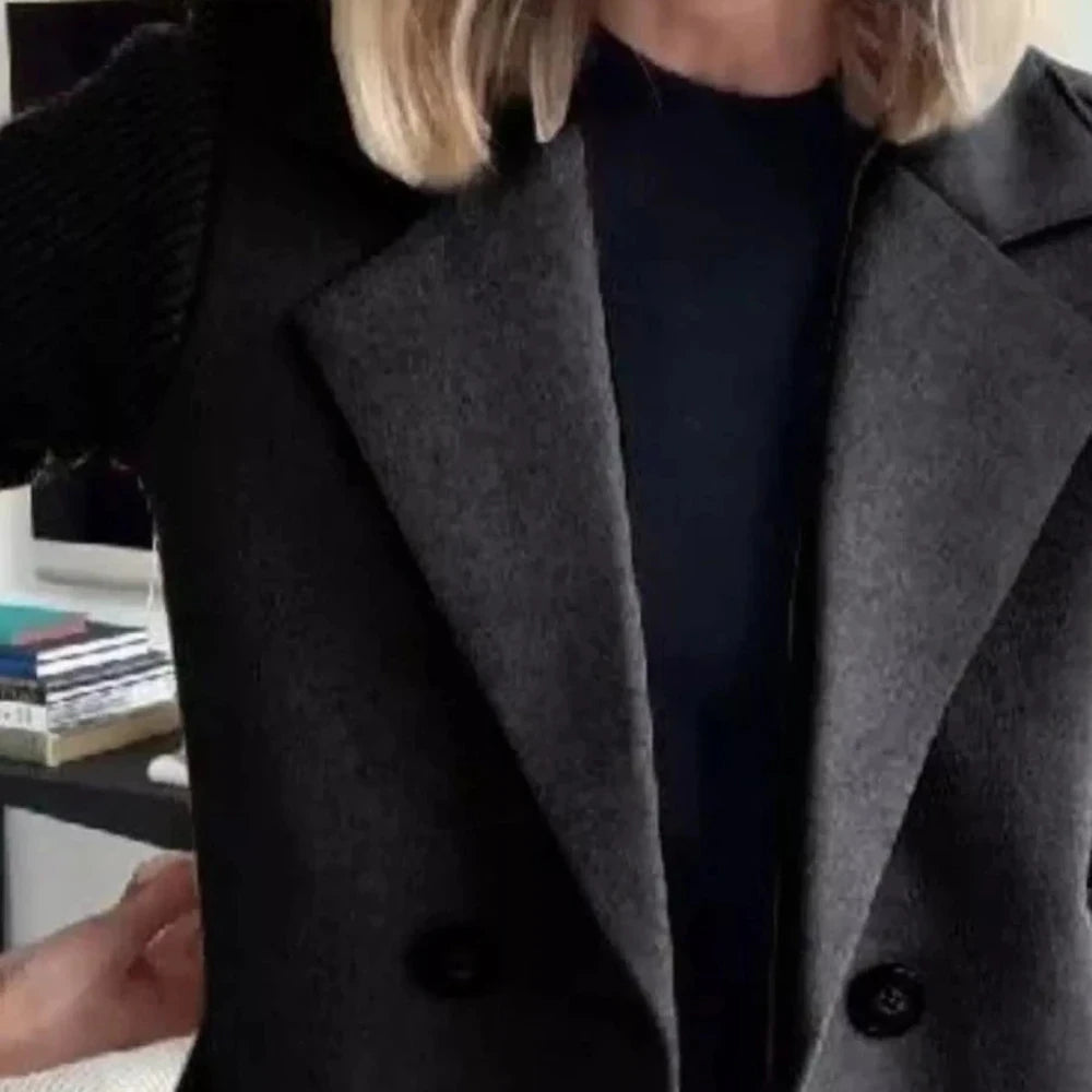 Lined Double-Breasted Knit Sleeve Outerwear