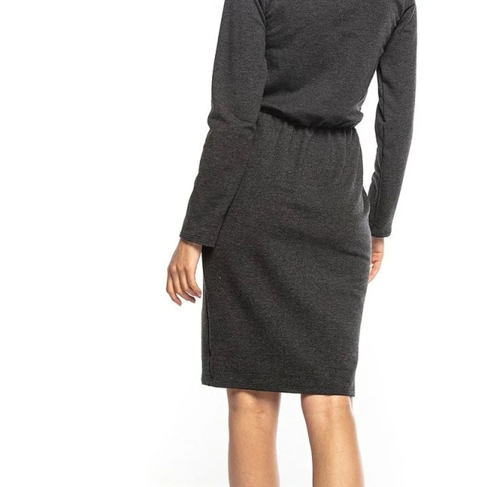 Turtleneck Long Sleeve Midi Dress