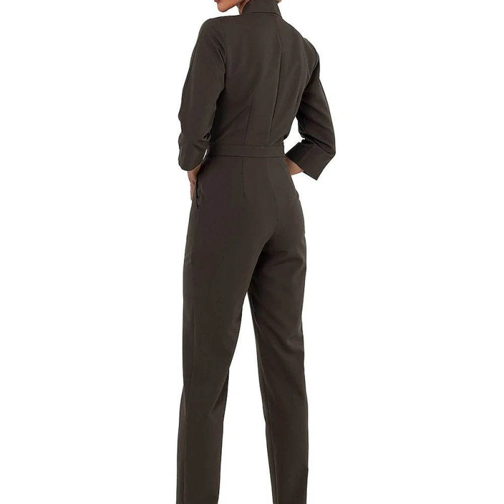 3/4 Sleeve Jumpsuit with Covered Zipper