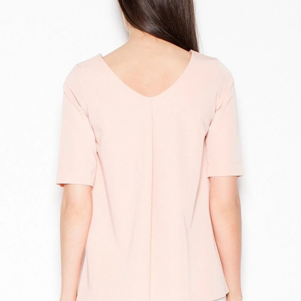 Short Sleeve Cut-Out Back Blouse