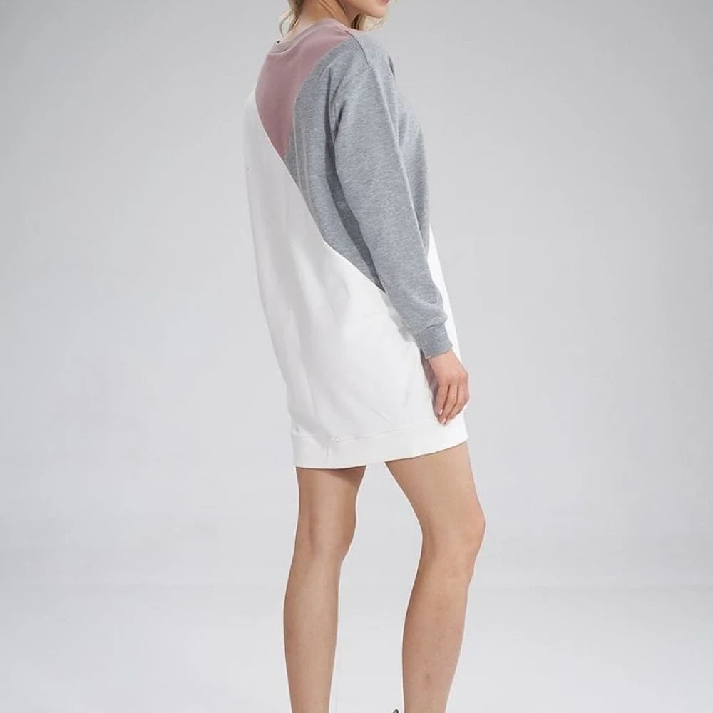 Tri-Color Cotton A-Line Midi Dress