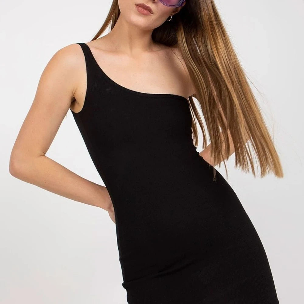 Ribbed One-Shoulder Day Dress