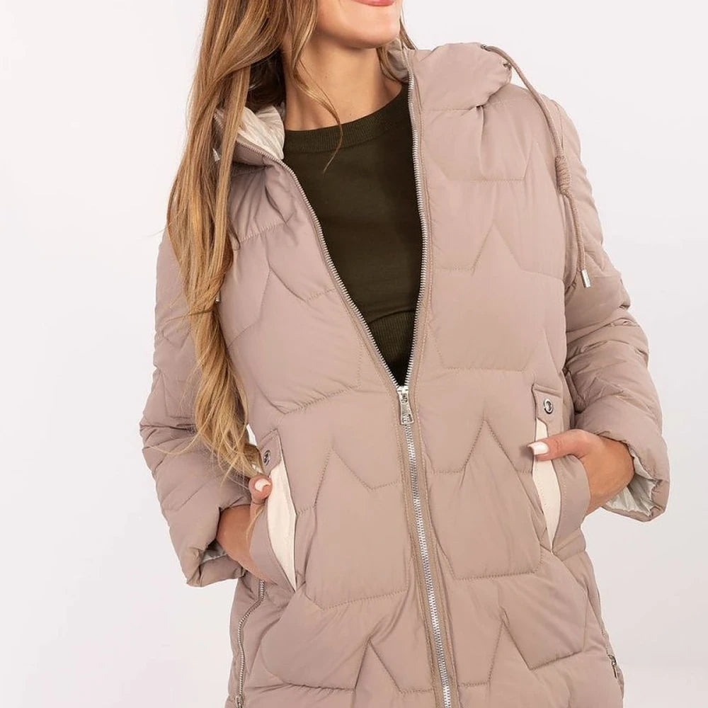 Quilted Detachable Hood Down Jacket