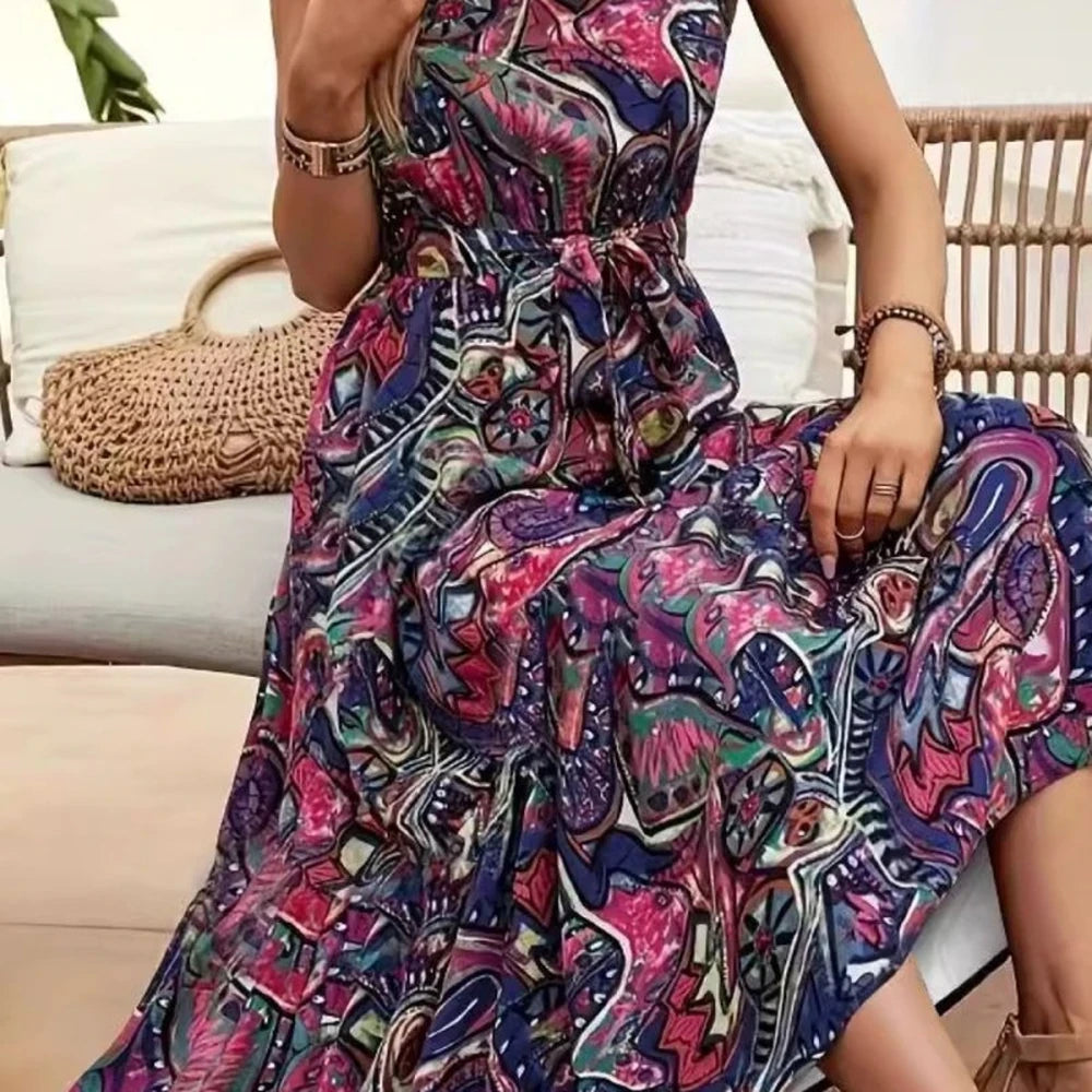 Floral Sleeveless Tie-Front Dress