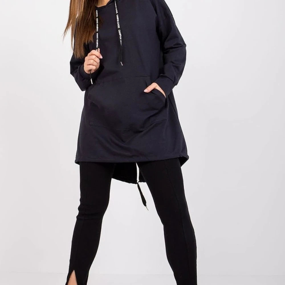 Extended Cut Hooded Sweatshirt with Kangaroo Pocket