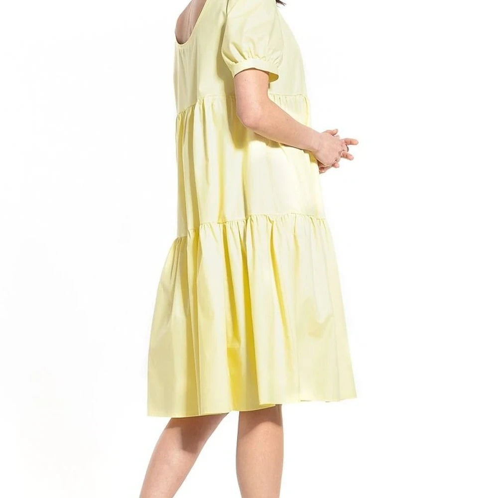 Cotton Midi Dress with Boat Neckline