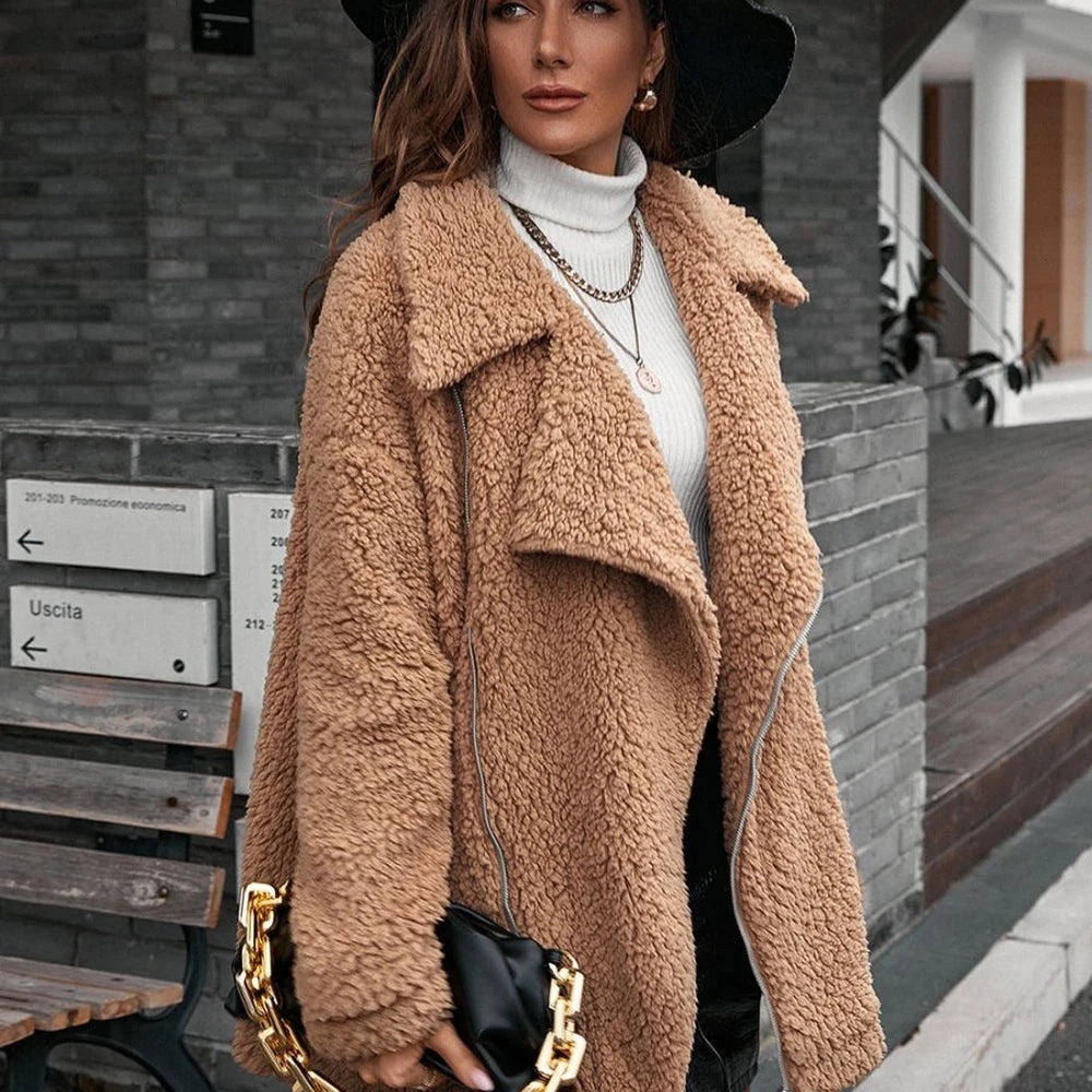 Collared Zip-Up Teddy Jacket