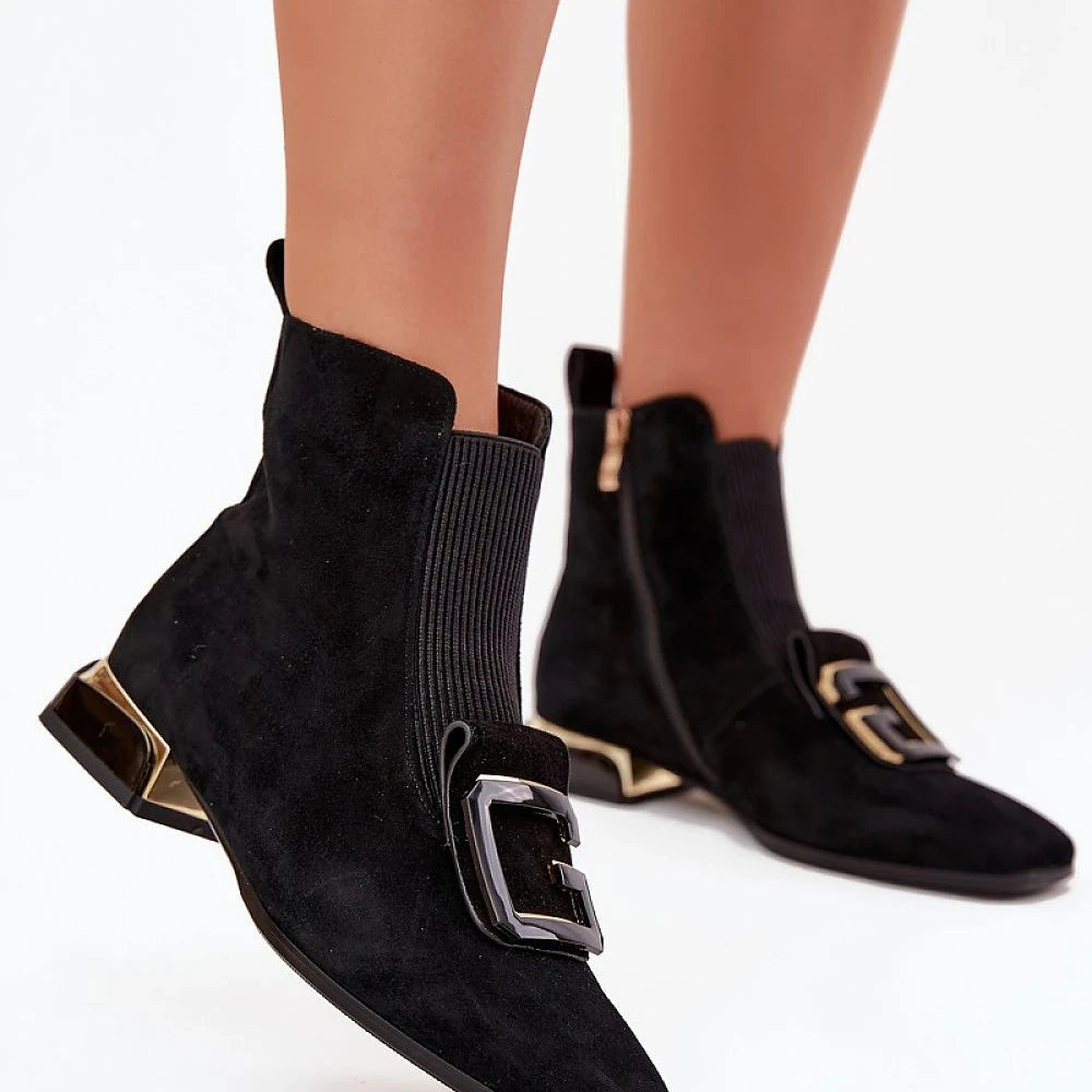 Women's Black Suede Ankle Boots