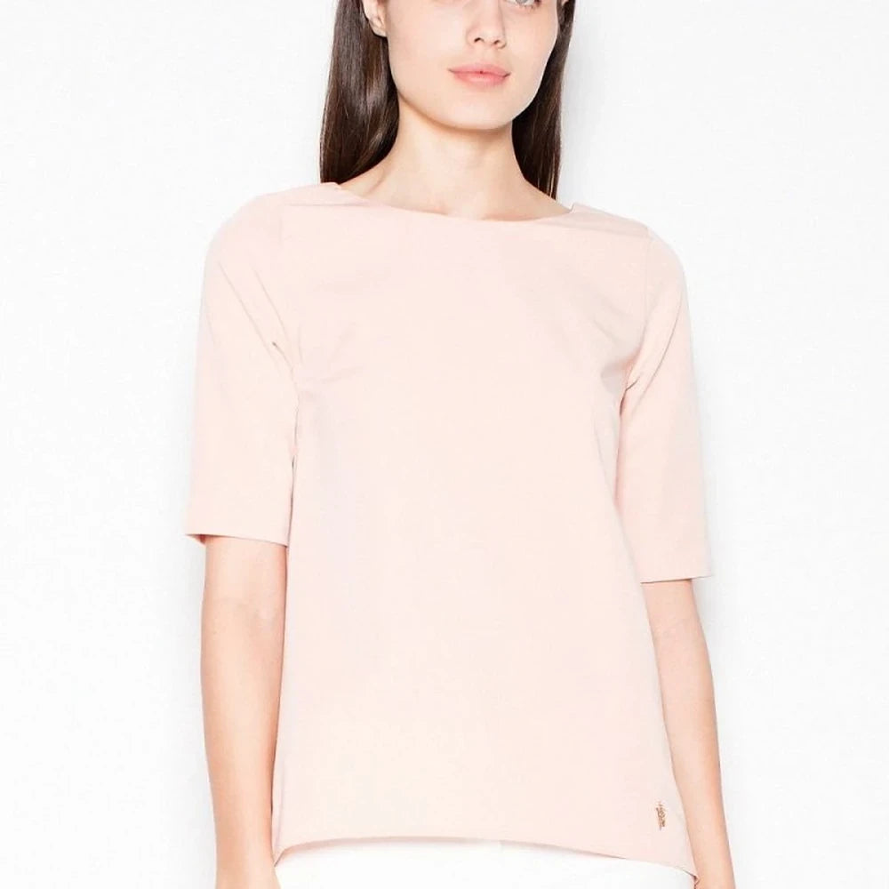 Short Sleeve Cut-Out Back Blouse