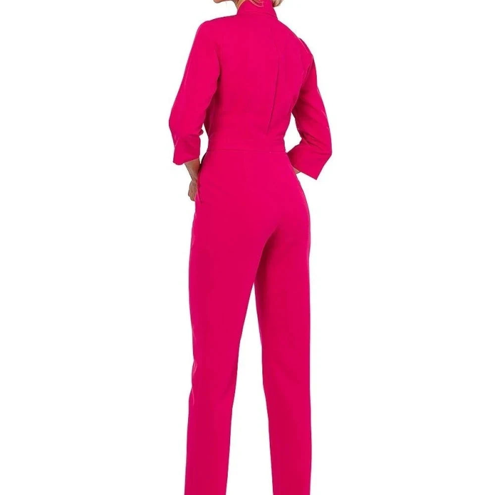 3/4 Sleeve Jumpsuit with Covered Zipper