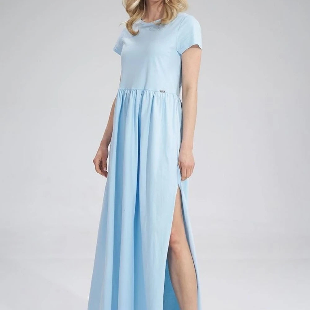 Summer Cotton Maxi Dress with Slit