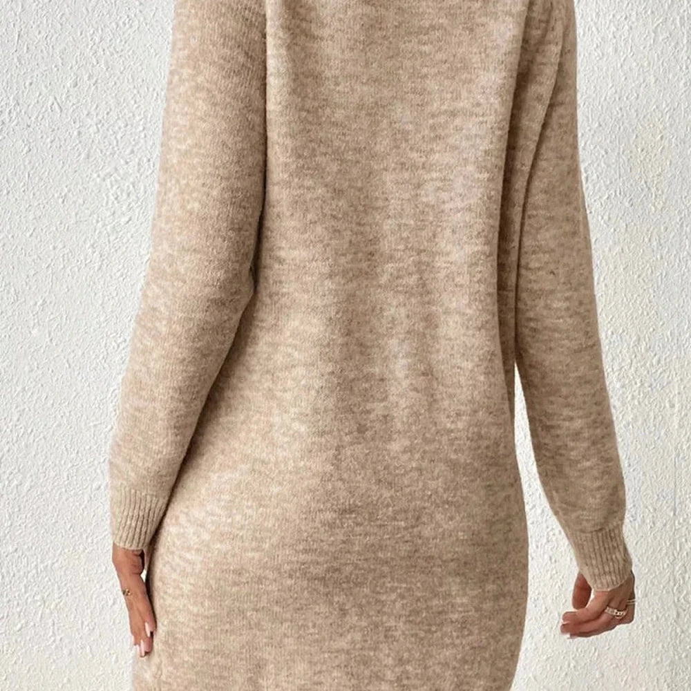 Ribbed Hem Raglan Sleeve Sweater Dress