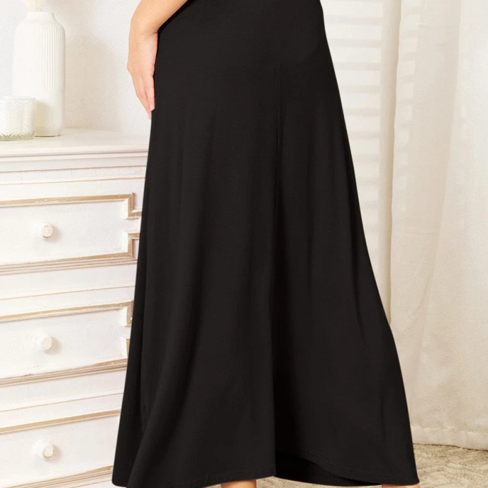 Drawstring Waist Maxi Skirt - Soft Rayon