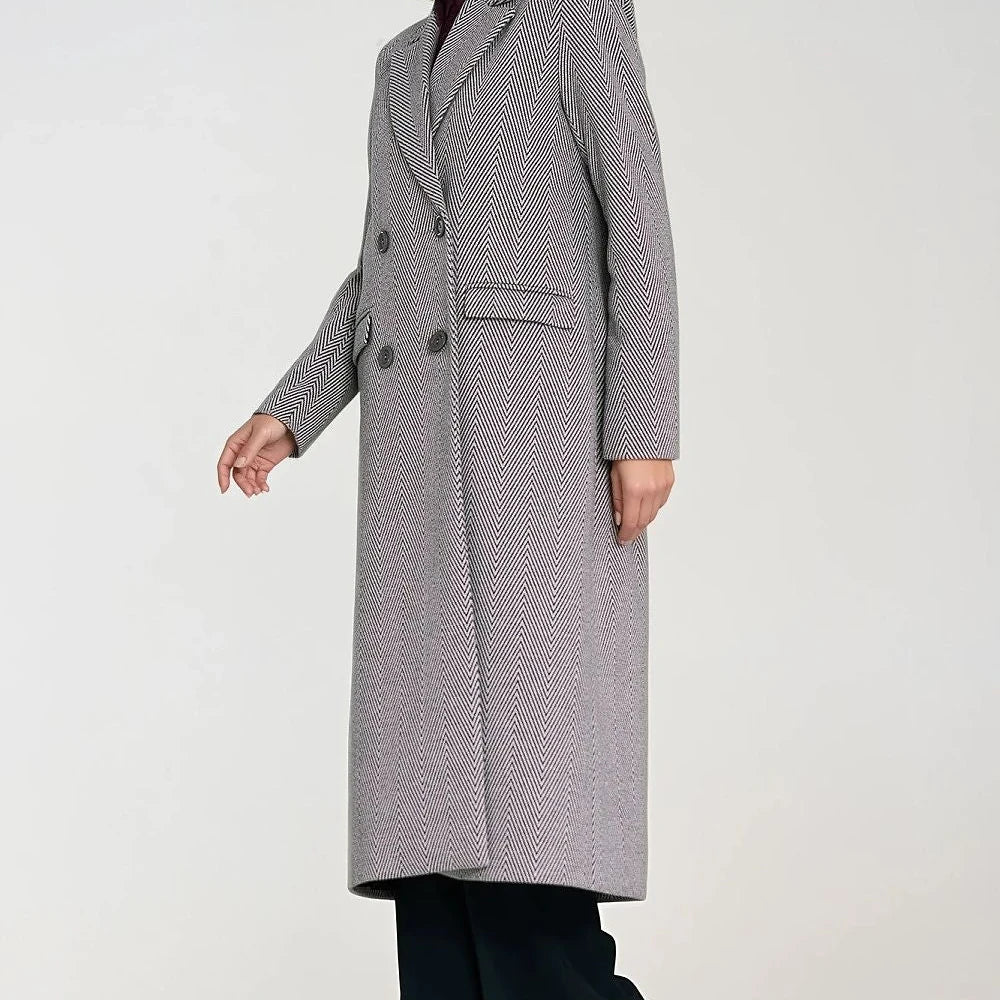 Textured Houndstooth Flannel Coat
