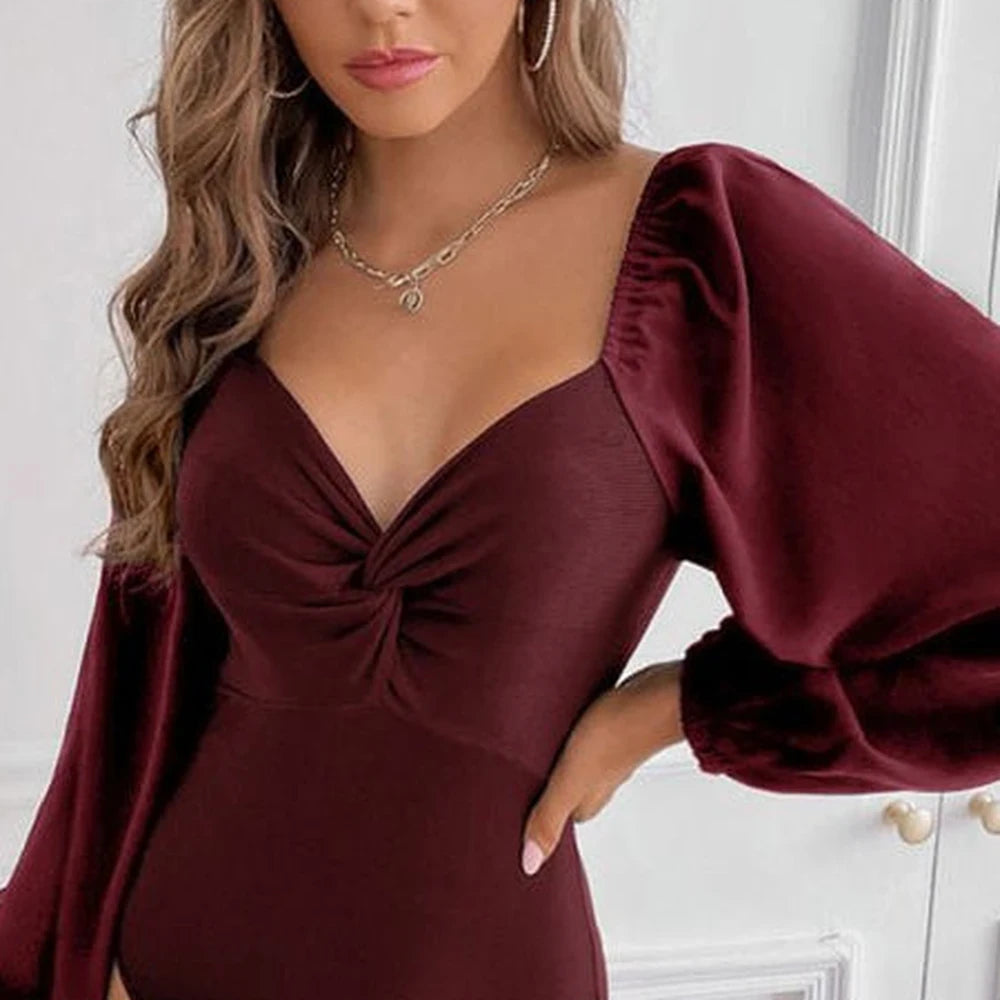 Women's V-Neck Long Sleeve Bodysuit