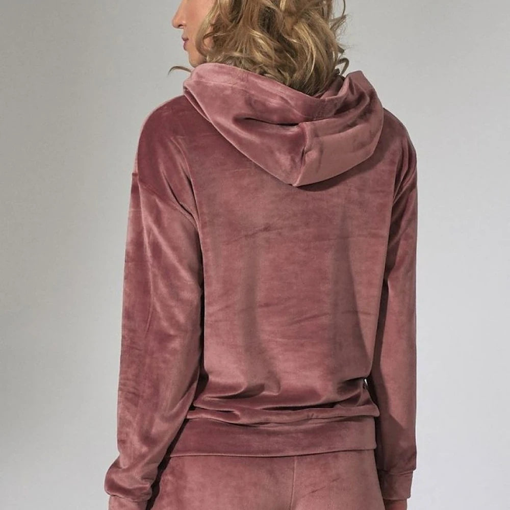 Green Velour Hooded Sweatshirt