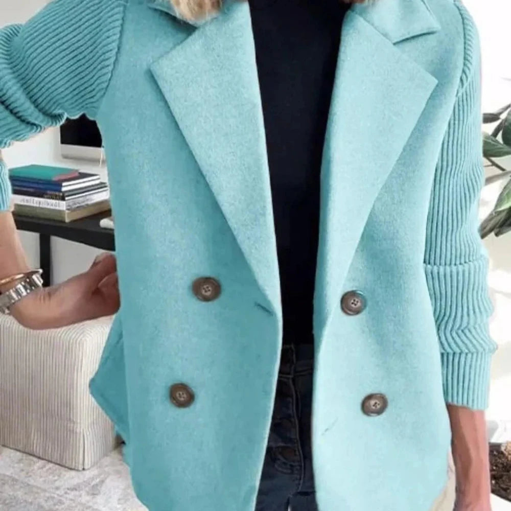 Lined Double-Breasted Knit Sleeve Outerwear