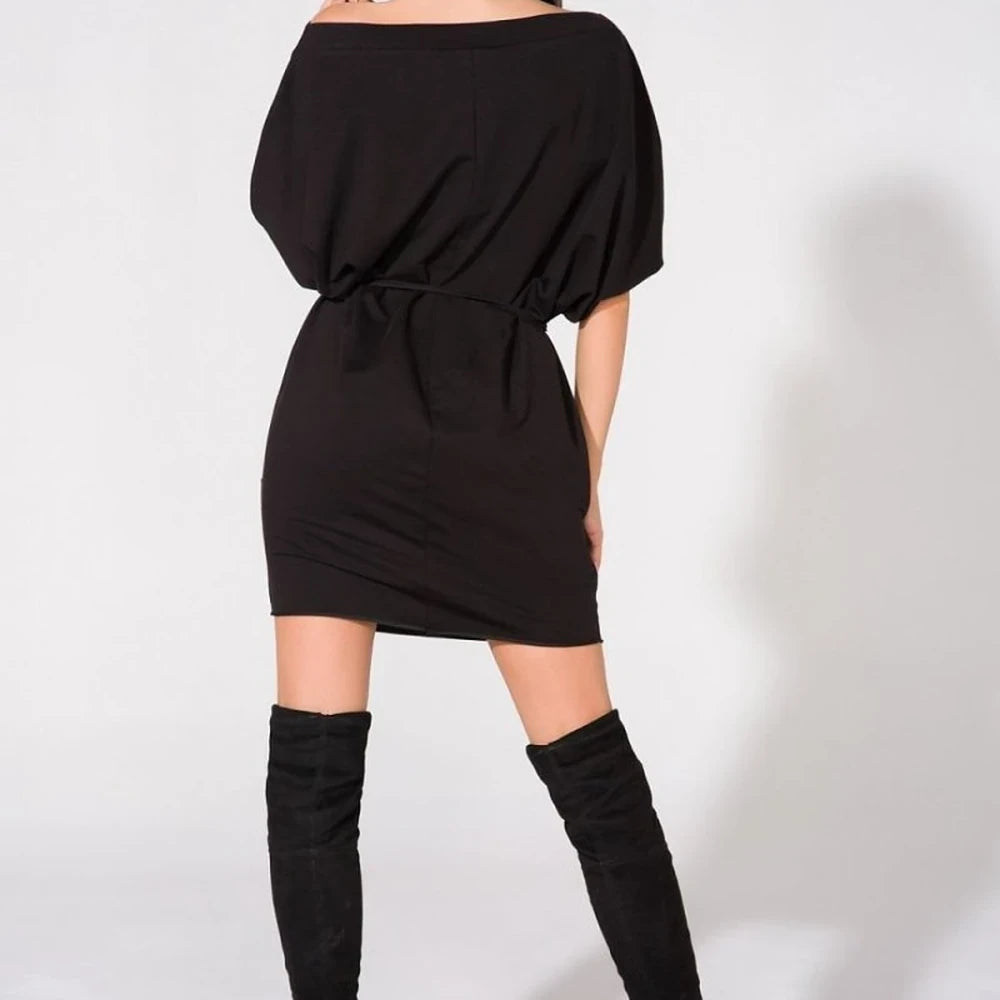 Loose Knit Boatneck Day Dress with Pockets