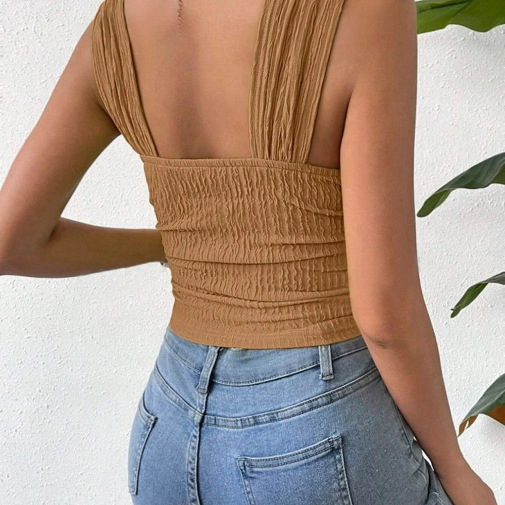 Textured Square Neck Tank Top