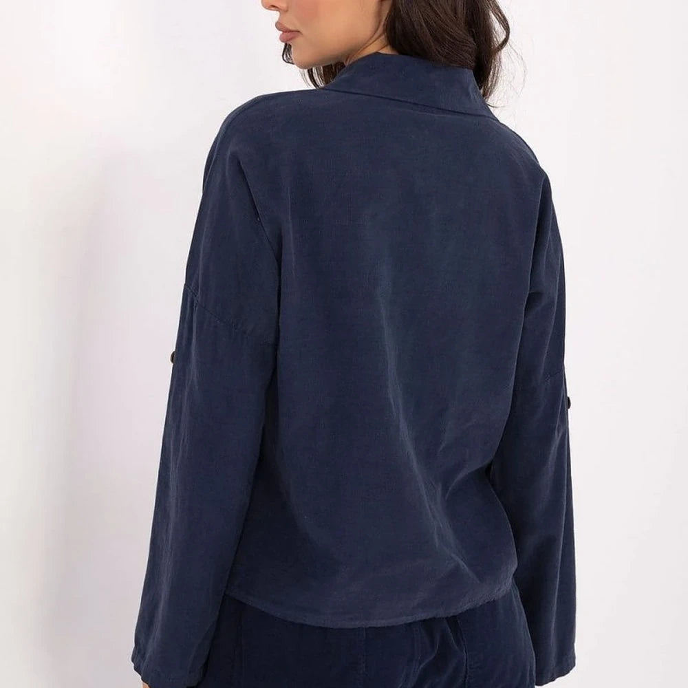 Corduroy Long Sleeve Shirt with Collar
