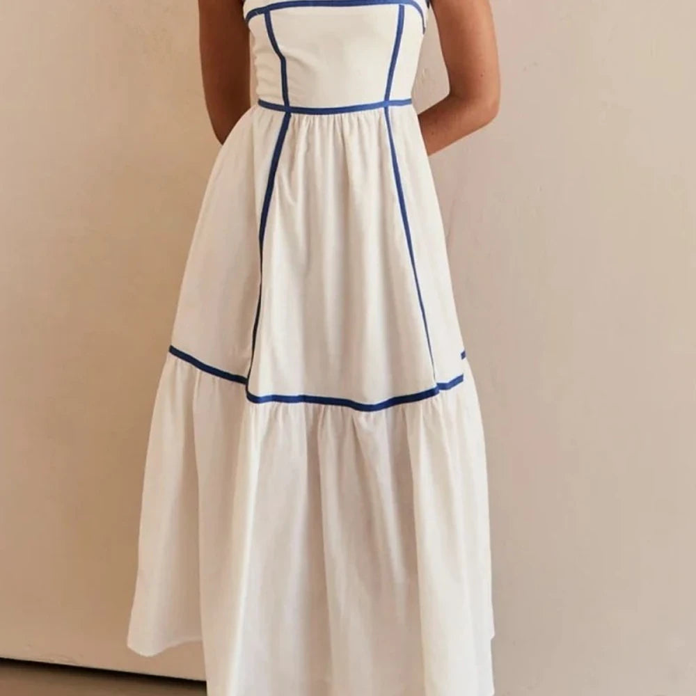 Square Neck Cami Midi Dress - White