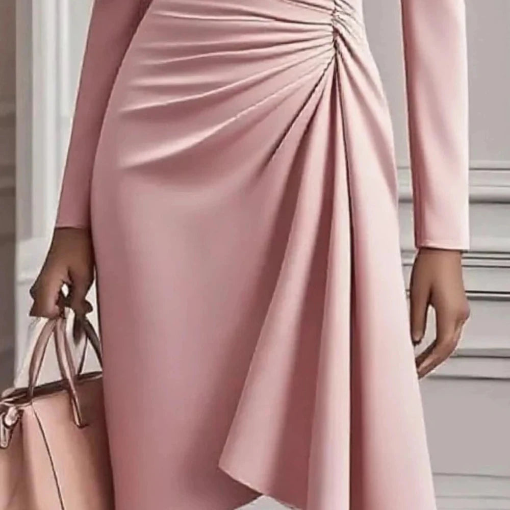 Ruched Surplice Long Sleeve Dress
