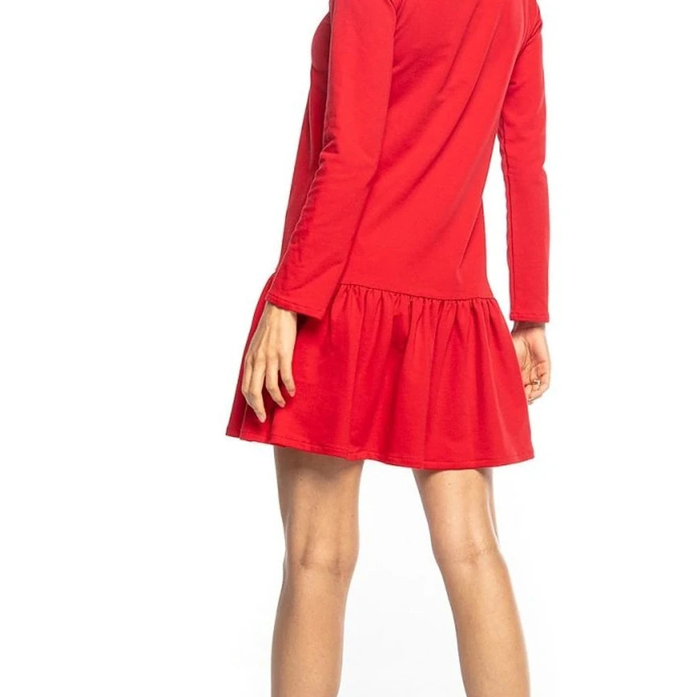 Sporty Midi Sweatshirt Dress with Frill