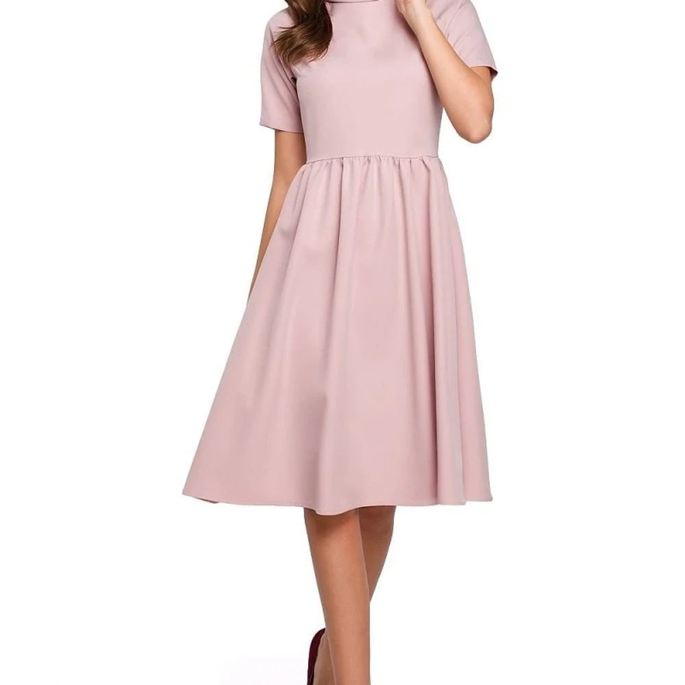 Red Ruffled Sleeve Day Dress