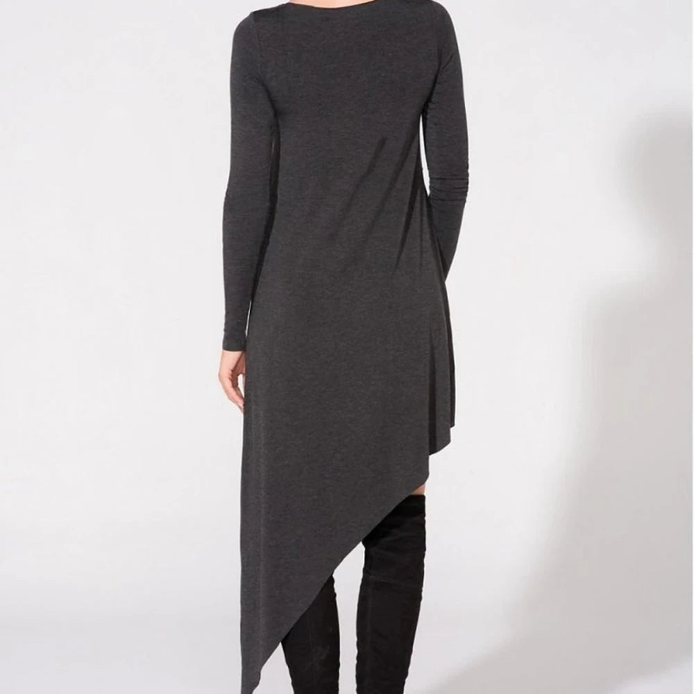 Asymmetrical Knit Dress with Raw Edges