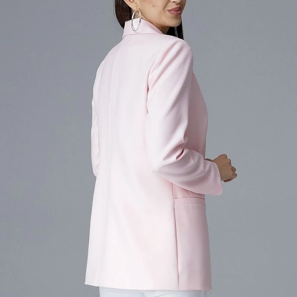 Women's V-Neck Blazer with Decorative Buttons