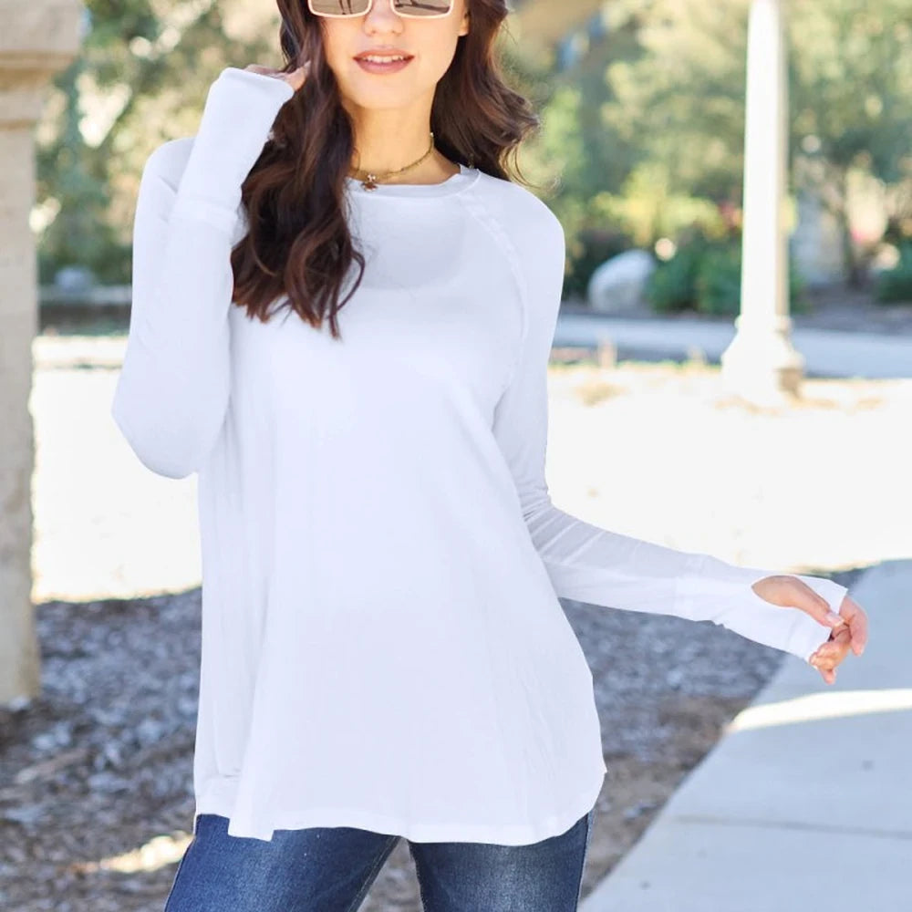 Women's Round Neck Long Sleeve Tee