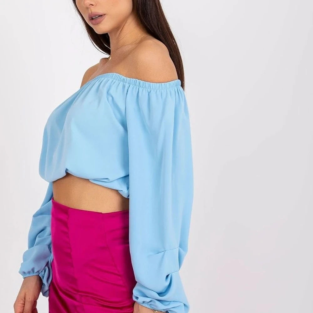Polyester Blouse Off-Shoulder Wide Sleeves